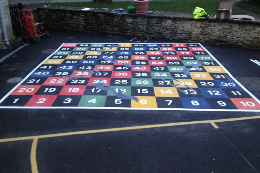 Snakes and Ladders painted in playground